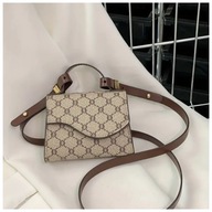 Damska Torebka Old Money – Chic Mini Crossbody z Geometrycznym Wzorem Beż