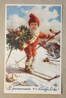 „Z powinszowaniem Nowego Roku!” – dziecko na nartach – obieg Brzeżany Lwów