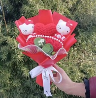 HELLO KITTY SZTUCZNE KWIATY BUKIET PREZENT NA WALENTYNKI 35 cm