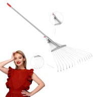 GRABIE DO LIŚCI TRAWY TRAWNIKA OGRODOWE METALOWE WACHLARZOWE REGULOWANE