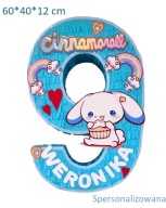 Piniata numer 9 (dowolny) / Cinnamoroll spersonalizowana. Zestaw z kijem