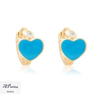 Eap31794 Kolczyki dziecięce złocone serce kryształ niebieskie