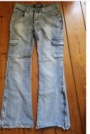 spodnie jeans dzwony dżinsy z elastanem,6 kieszeni-pas;80-86cm
