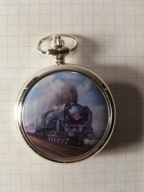 Zegarek nakręcany kieszonkowy z parowozem