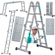 DRABINA ALUMINIOWA SKŁADANA 4X3 PRZEGUBOWA WIELOFUNKCYJNA PODEST 150KG DOOC