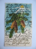 WESOŁYCH ŚWIĄT STROIK SZYSZKI GWIAZDA przedwojenna POCZTÓWKA