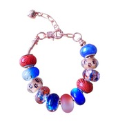 Modułowa bransoletka, pomarańczowy, granatowy, koraliki w kocie łapki