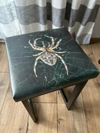 TABORET, krzesło, ekoskóra z nadrukiem, krzyżak ogrodowy 33x33cm, wys. 55cm