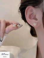 Kol0080 Kolczyki złocone kwiatek z kryształkiem