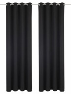 Zasłoną zaciemniająca kółka czarna 225 x275cm szeroka kotara