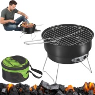 GRILL WĘGLOWY TURYSTYCZNY KEMPINGOWY STALOWY RUSZT 25x25cm POKROWIEC PIKNIK