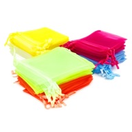 DUŻE WORECZKI Z ORGANZY NA ŚLUB PREZENT BIŻUTERIĘ MAŁE TOREBKI 50 SZT