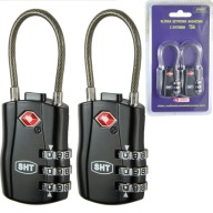 KŁÓDKI TSA DO WALIZEK 4 CYFROWY ZAMEK KABLOWY BAGAŻ PODROZ CZARNE