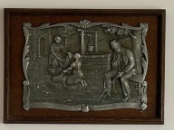 Obraz z cyny płaskorzeźba scenka rodzajowa Niemcy