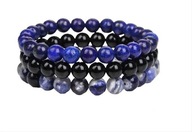 Zestaw bransoletek 8mm, 18-20cm lapis lazuli, czarny onyx, sodalit