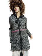 odd molly SWETER KARDIGAN wełniany haftowany z kieszeniami kaptur 3-36