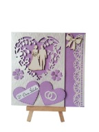 Kartki Pamiątka Ślub Para Młoda W Sercu Koronka K4 Srebro – Fiolet