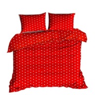 pościel bawełna lux 200x200 + 2x70x80 2x40x40 zamek B 349 Czerwone gwiazdki