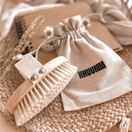 HHUUMM Szczotka Do Masażu Na Sucho Drewno Białe Szczecina