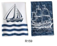 Ręcznik do rąk ścierka kuchenna zestaw 2 szt. morskie statek morze R159