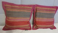Dwie poduszki ozdobne kolor różowy w paski.