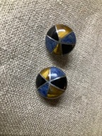 DUŻE MEKSYKAŃSKIE, SREBRNE KOLCZYKI - VINTAGE -TRÓJKOLOROWE - SZTYFT