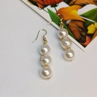 KOLCZYKI perła disco błyszczące modne kule grawerowane zwisające długie