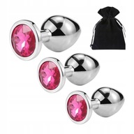 ZESTAW 3 KORKÓW KOREK PLUG ANALNY KRYSZTAŁ KÓŁKO S M L MAŁY ŚREDNI DUŻY