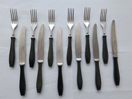 SZTUĆCE Gerlach czarny BAKELIT widelce 6 szt. noże 6 szt. ŁĄCZNIE 12 sztuk
