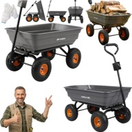 WÓZEK OGRODOWY TRANSPORTOWY POMPOWANE KOŁA WYWROTKA SKRĘTNA OŚ 300KG 75L