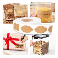 ETYKIETY SAMOPRZYLEPNE NAKLEJKI na Przyprawy Słoiki Przetwory BEŻOWE 250SZT