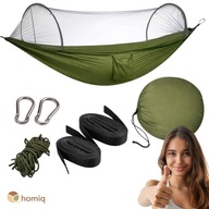 HAMAK Z MOSKITIERĄ SURVIVALOWY TAKTYCZNY OGRODOWY TURYSTYCZNY LEKKI 250KG