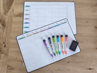 POPRUN Magnetyczny kalendarz i planer tygodniowy 2szt. + 6 pisaków + gąbka