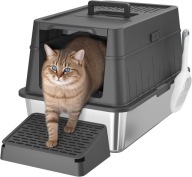 Kuweta kota XXL stal nierdzewna odpinana obudowa uchwyt szufelka 60x40x17cm