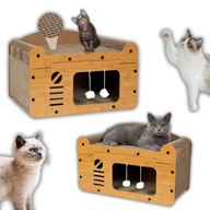 DRAPAK DOMEK DLA KOTA LEGOWISKO Z TEKTURY I MDF EKOLOGICZNY PIĘTROWY