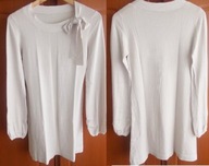 Tunika dzianinowa beige plisa szalowa kokarda 36/38