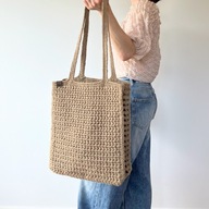Eco Lattice Jute Tote - torebka jutowa ażurowa boho, ręcznie szydełkowana.