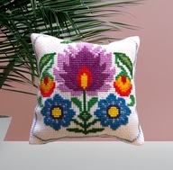 Poduszka na szpilki, igły. Igielnik haftowany. Wzór Łowicki. Rękodzieło.