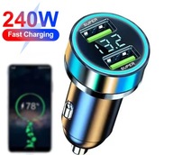 Ładowarka samochodowa z wyświetlaczem cyfrowym 240W, 2 porty USB
