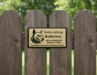 BULTERIER Grawerowana złota tabliczka uwaga pies