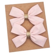 Spinki do włosów dla dziewczynki kokardki pudrowy róż i złoto