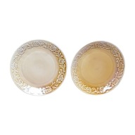 Cztery talerzyki deserowe Tułowice z kwiatowym reliefem. PRL.