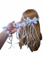 WIANEK KOMUNIJNY BIEL RÓŻ OZDOBA ŚWIECY KORSARZ PRZYPINKA KOMPLET