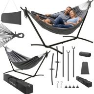 HAMAK OGRODOWY ZE STELAŻEM DWUOSOBOWY DUŻY POKROWIEC STAL STOJAK HAMAKOWY