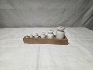 Stare odważniki porcelanowe z okresu Prl-u w etui - zestaw 1/2-20dkg