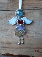 Aniołek z sercem – witraż Tiffany’ego nr 11, zawieszka, IDEALNY PREZENT.