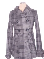 SUGAR BEBE SZARO CZARNA KURTKA KRATA Z WEŁNĄ 36 S