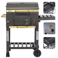 GRILL WĘGLOWY ANGULAR GOLD RUSZT ŻELIWNY 57,5x42cm POKRYWA POPIELNIK KÓŁKA