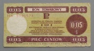 5 centów BON PEWEKS-u z 1979 roku seria HA ,