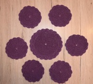 Serwetki, podkładki - 1x duża i 6x mała - szydełko